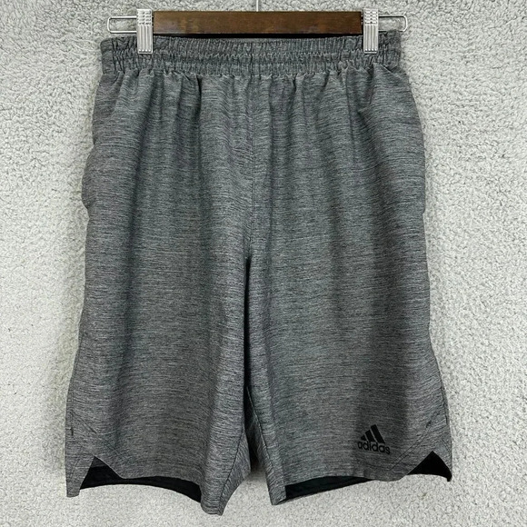 Adidas shorts‎ Men’s small gray athletic pockets Drawstring Soccer running woven - Picture 1 of 8